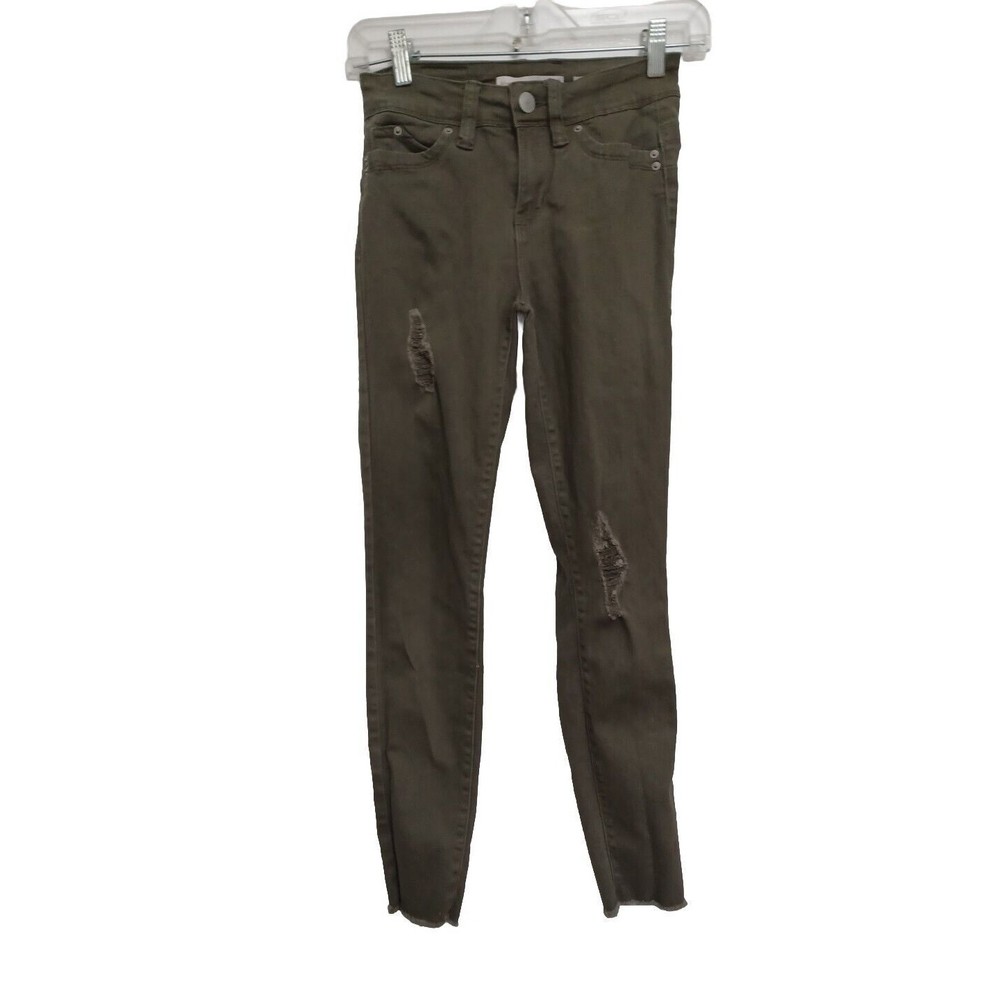 YMI wanna betta butt jeans pants Mid rise 1/25 stretch skinny green Distressed